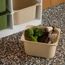 Sweeek - Children's Storage Unit With 6 Plastic Bins White Olive Green/taupe 81.5X30X89 Cm - Sora - thumbnail 7