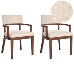 Beliani Set Of 2 Dining Chairs Dalbo Boucle Brown/ Light Beige - thumbnail 1