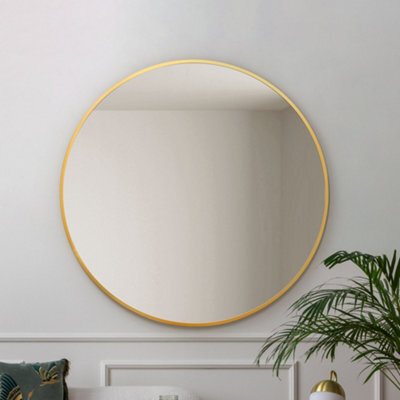 Mirroroutlet The Fenestra Gold Edged Circular Modern Wall Mirror 110Cm Diameter - image 1