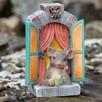 Burgess Mouse In Window Resin Statue Home Garden Door Mice Sculpture Outdoor Ornament Decoration British Hanging Animal Gift - image 1