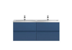 Hudson Reed Urban Satin Blue Wall Hung 4 Drawer Vanity Unit And Double Polymarble Basin With Silent Close, 540 X 1205 X 383 - thumbnail 4