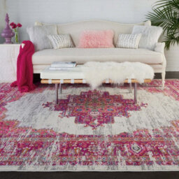 Ivory Luxurious Traditional Persian Easy To Clean Bordered Floral Rug For Dining Room-114Cm X 175Cm