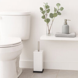 Harbour Housewares White Toilet Brush And Holder - Square Brush With Non Slip Base Rust Resistant Toilet Cleaning Brush Set - thumbnail 6
