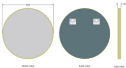 Aveli 600 X 600mm Brushed Brass Wall Mounted Bathroom Mirror Framed Round Design - thumbnail 4