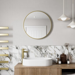 Aveli 600 X 600mm Brushed Brass Wall Mounted Bathroom Mirror Framed Round Design - thumbnail 2