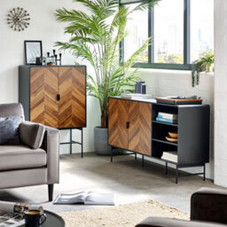 Oakham Premium Aldwick Sideboard In Black And Natural Brown Wood - thumbnail 9