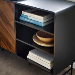 Oakham Premium Aldwick Sideboard In Black And Natural Brown Wood - thumbnail 5