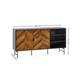 Oakham Premium Aldwick Sideboard In Black And Natural Brown Wood - thumbnail 8