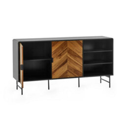 Oakham Premium Aldwick Sideboard In Black And Natural Brown Wood - thumbnail 2
