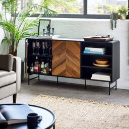 Oakham Premium Aldwick Sideboard In Black And Natural Brown Wood - thumbnail 4