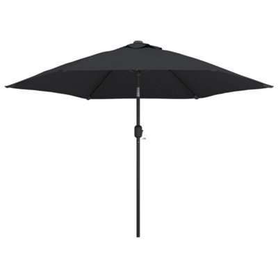 Berkfield Outdoor Parasol With Led Lights And Steel Pole 300 Cm Black - image 1