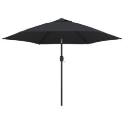 Berkfield Outdoor Parasol With Led Lights And Steel Pole 300 Cm Black - thumbnail 1