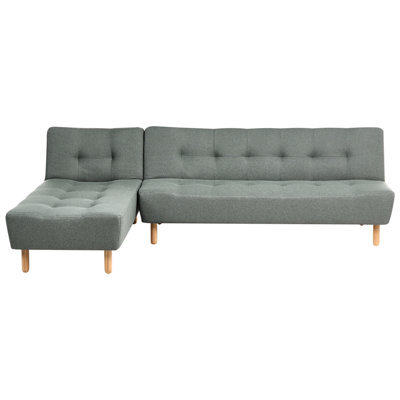 Beliani Modular Corner Sofa Bed 4 Seater Alsten Fabric Green Right Hand - image 1