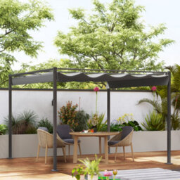 Outsunny 3 X 3(M) Garden Pergola With Retractable Roof, Upf30+, Grey - thumbnail 1