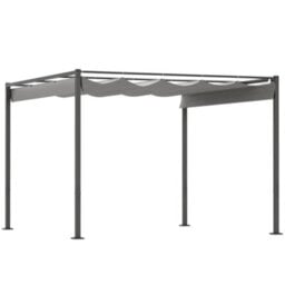 Outsunny 3 X 3(M) Garden Pergola With Retractable Roof, Upf30+, Grey - thumbnail 2
