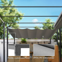 Outsunny 3 X 3(M) Garden Pergola With Retractable Roof, Upf30+, Grey - thumbnail 6