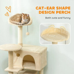 140Cm Cat Tree Tower With Sisal Scratching Posts, Condos, Beige - thumbnail 6
