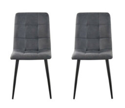 Set Of 2 Faux Suede Leather Dining Chairs Henri Dark Grey By Mcc Direct - thumbnail 4