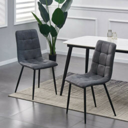 Set Of 2 Faux Suede Leather Dining Chairs Henri Dark Grey By Mcc Direct