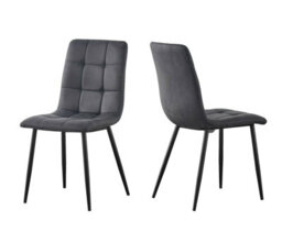 Set Of 2 Faux Suede Leather Dining Chairs Henri Dark Grey By Mcc Direct - thumbnail 2