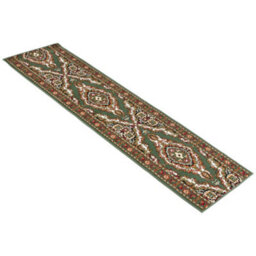 Bravich Hard Wearing Hessian Backed Stair Runner Kitchen Mat - Texas Green Traditional Medallion - 60X540Cm (2'x18') - thumbnail 6
