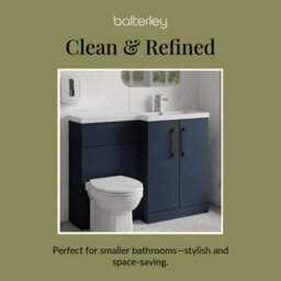 Balterley Right-Hand Bathroom Vanity And Wc Unit Combination With Basin - 1100mm - Satin Dark Blue With Copper Handles - thumbnail 7