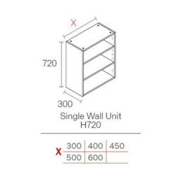Proline Cab 600mm W 720mm H Kitchen Wall Unit Cabinet White 18mm Mfc (Carcass Only) - thumbnail 2