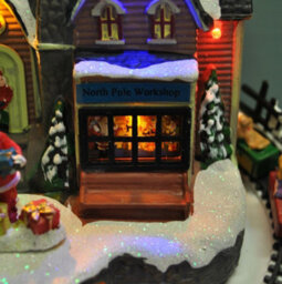 Garden Selections Santa Christmas Scene Ornament With Lights Moving Train And Sound - thumbnail 4