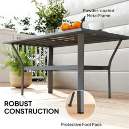 Metal Garden Coffee Table With Slatted Tabletop, Dark Grey - thumbnail 5