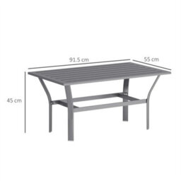 Metal Garden Coffee Table With Slatted Tabletop, Dark Grey - thumbnail 2