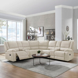 More4Homes Praga Corner Fabric Recliner Sofa Beige - thumbnail 1