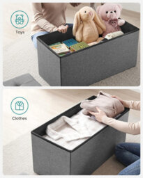 Songmics Foldable Bench, Storage Ottoman With Flip-Top, Perfect For Living Room, Bedroom, Hallway, Dark Grey - thumbnail 4