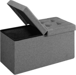 Songmics Foldable Bench, Storage Ottoman With Flip-Top, Perfect For Living Room, Bedroom, Hallway, Dark Grey - thumbnail 6