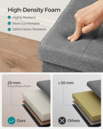 Songmics Foldable Bench, Storage Ottoman With Flip-Top, Perfect For Living Room, Bedroom, Hallway, Dark Grey - thumbnail 3
