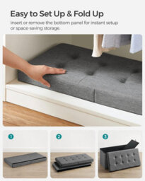 Songmics Foldable Bench, Storage Ottoman With Flip-Top, Perfect For Living Room, Bedroom, Hallway, Dark Grey - thumbnail 5
