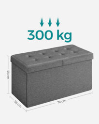 Songmics Foldable Bench, Storage Ottoman With Flip-Top, Perfect For Living Room, Bedroom, Hallway, Dark Grey - thumbnail 2