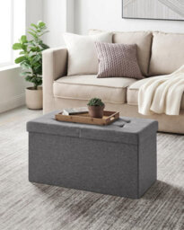 Songmics Foldable Bench, Storage Ottoman With Flip-Top, Perfect For Living Room, Bedroom, Hallway, Dark Grey - thumbnail 1