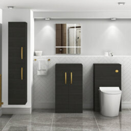 Royal Bathrooms Turin 500mm Hale Black Floor Standing Worktop Vanity Unit - 2 Doors With Brushed Brass Handle - thumbnail 2