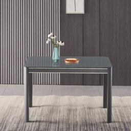 Furnizone UK Milano 4-Seater Grey Glass Dining Table And 4 Modalux White Faux Leather Chairs - thumbnail 2