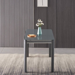 Furnizone UK Milano 4-Seater Grey Glass Dining Table And 4 Modalux White Faux Leather Chairs - thumbnail 3