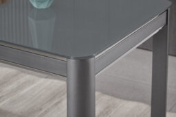 Furnizone UK Milano 4-Seater Grey Glass Dining Table And 4 Modalux White Faux Leather Chairs - thumbnail 4