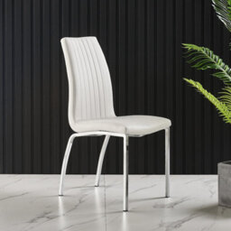 Furnizone UK Milano 4-Seater Grey Glass Dining Table And 4 Modalux White Faux Leather Chairs - thumbnail 5