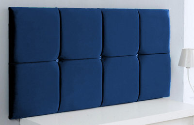 "Adore Designs Deluxe Cubed Plush Velvet 6Ft Super King 20"" Headboard -  Blue"