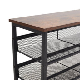Darphe 4 Tier Mesh Shoe Rack With Wooden Top And Steel Frame For Entryway - thumbnail 6