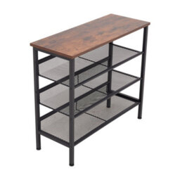 Darphe 4 Tier Mesh Shoe Rack With Wooden Top And Steel Frame For Entryway - thumbnail 5