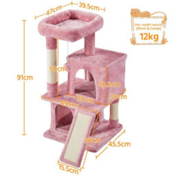 Yaheetech Pink 91Cm Cat Tree Tower With Condos And Perches - thumbnail 3