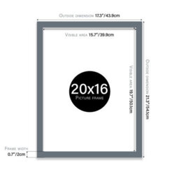 20X16 Grey Picture Frame (40.6 X 50.8Cm) Poster, Photo, Artwork, Gallery Wall Or Print - thumbnail 3