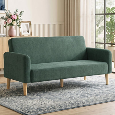 Homcom 2 Seater Sofa, Velvet Small Couch With Plush Backrest, Dark Green - image 1