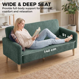 Homcom 2 Seater Sofa, Velvet Small Couch With Plush Backrest, Dark Green - thumbnail 6