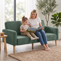 Homcom 2 Seater Sofa, Velvet Small Couch With Plush Backrest, Dark Green - thumbnail 8